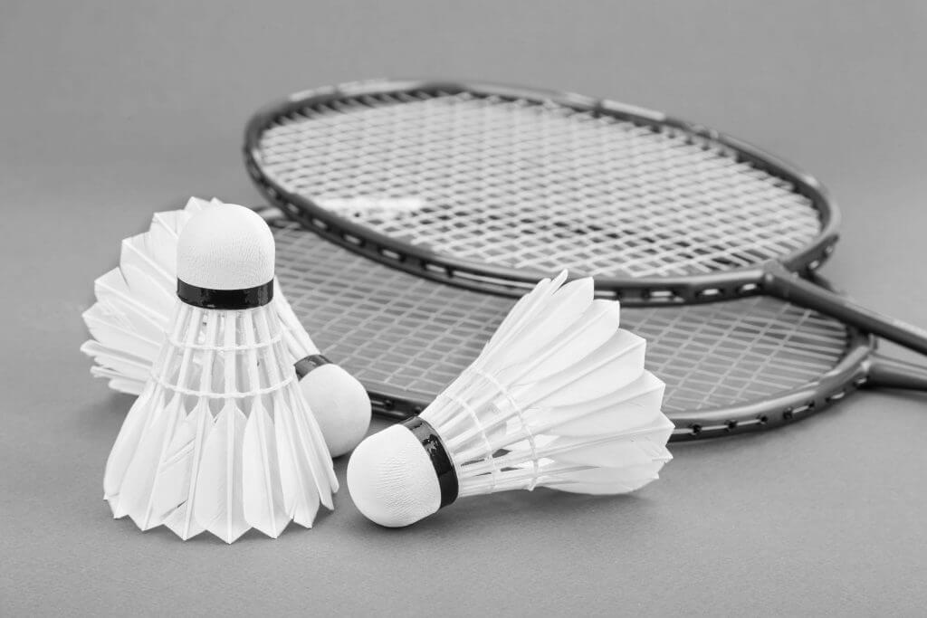 three new badminton shuttlecock with rackets on gr 2021 09 01 20 42 21 utc